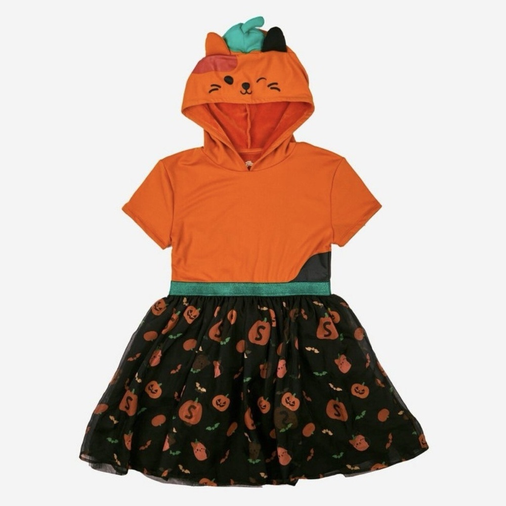 NWT Squishmallows Halloween Short Sleeve Hooded Dress girls size large